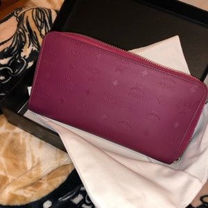 Authentic MCM leather large zip wallet